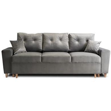 Диван 3-х местный бархатный MEBEL ELITE EMIL Velvet 230 см Серый