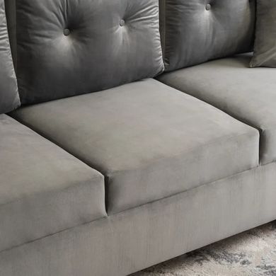 Диван 3-х местный бархатный MEBEL ELITE EMIL Velvet 230 см Серый