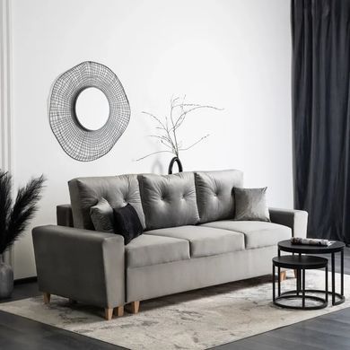 Диван 3-х местный бархатный MEBEL ELITE EMIL Velvet 230 см Серый