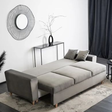 Диван 3-х местный бархатный MEBEL ELITE EMIL Velvet 230 см Серый