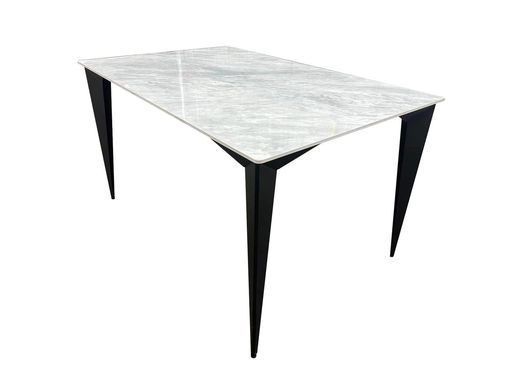 Стіл INTARSIO NORMAN CERAMIC 140*90 Muie White глянець/чорний каркас