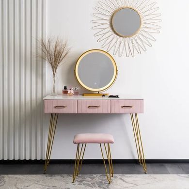 Туалетный столик с креслом MEBEL ELITE SANDY розовый / золотой