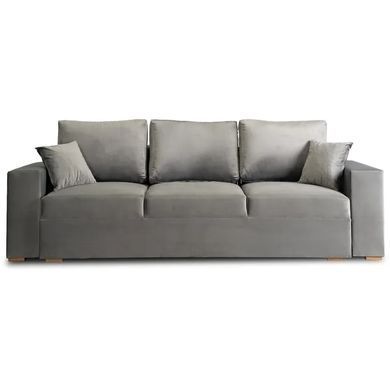 Диван 3-х местный бархатный MEBEL ELITE NICOLO Velvet 238 см серый