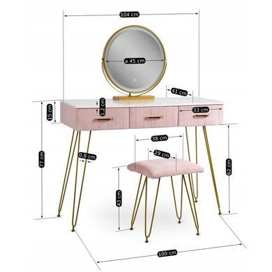 Туалетный столик с креслом MEBEL ELITE SANDY розовый / золотой