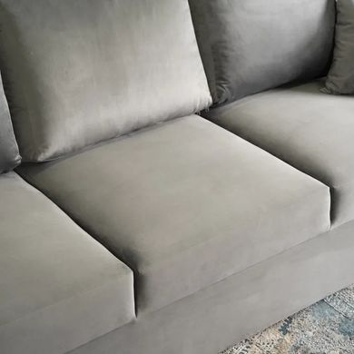 Диван 3-х местный бархатный MEBEL ELITE NICOLO Velvet 238 см серый