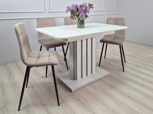 Стіл INTARSIO LAMAR D/G 140(180)*80 Дуб крафт білий/Глиняний сірий
