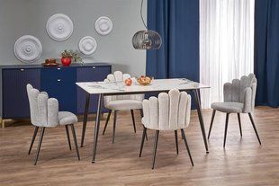 Стол EMILIO 140х80 см Белый Мрамор / Черный HALMAR