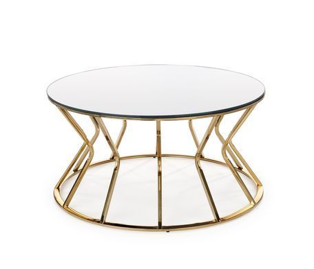 Журнальный столик AFINA Зеркальный/Золотой 90x90 см HALMAR