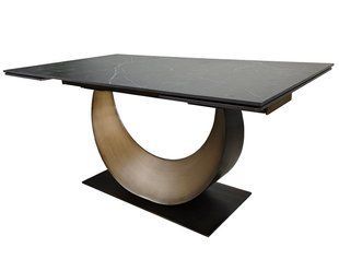 Стіл AMELIA CERAMIC 160(240)*90 Чорний мат/Бронзовий