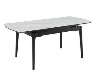 Стол INTARSIO DUBLIN CERAMIC 120(180)*80 белый мат/черный каркас
