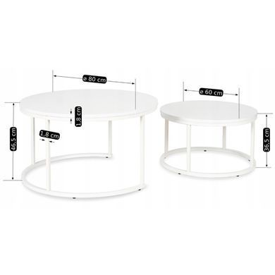 Комплект журнальних столів MEBEL ELITE JACK MAX 2 шт 80*80 см Білий