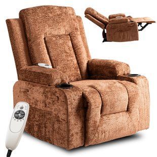 Крісло м'яке розкладне масажне з реклайнером MEBEL ELITE BOX Welur Коричневий
