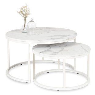Комплект журнальных столов MEBEL ELITE JOE MAX Marmur 2шт 80*80 см Белый