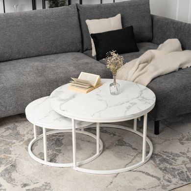 Комплект журнальних столів MEBEL ELITE JOE MAX Marmur 2 шт 80*80 см Білий