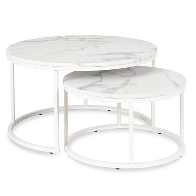 Комплект журнальних столів MEBEL ELITE JOE MAX Marmur 2 шт 80*80 см Білий