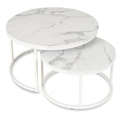Комплект журнальних столів MEBEL ELITE JOE MAX Marmur 2 шт 80*80 см Білий