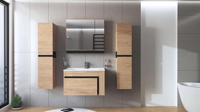 Шкаф настенный с зеркалом DUESA 80/2D Дуб золотой HALMAR