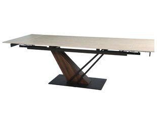 Стол INTARSIO FERNANDO CERAMIC 180(240)*90 травертин мат/темный орех
