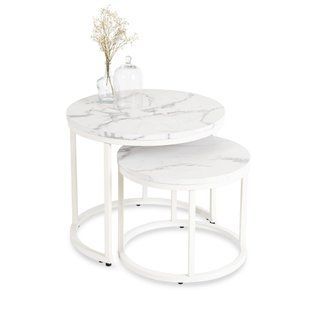 Комплект журнальных столов MEBEL ELITE JOE Marmur 2шт 53*53 см Белый