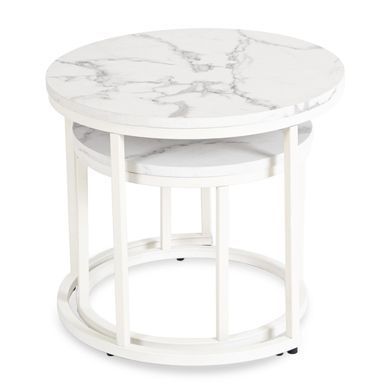 Комплект журнальних столів MEBEL ELITE JOE Marmur 2 шт 53*53 см Білий