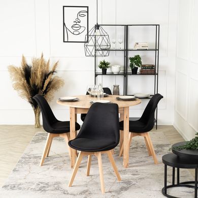 Стул MEBEL ELITE NEVEL, Ткань: Черный / Ножки: Дуб