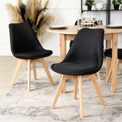 Стул MEBEL ELITE NEVEL, Ткань: Черный / Ножки: Дуб