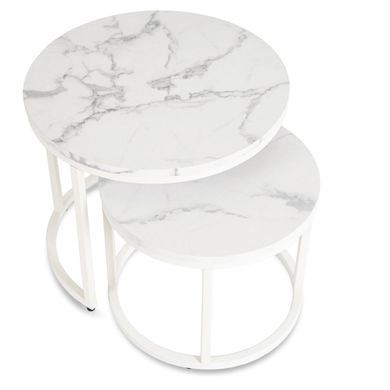 Комплект журнальних столів MEBEL ELITE JOE Marmur 2 шт 53*53 см Білий