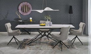 Стол ALFREDO 160(240)*91 см Белый мрамор/Черный HALMAR