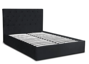 Кровать двуспальная бархатная MEBEL ELITE LIONEL Velvet 140x200 см Черный