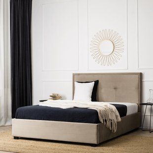 Кровать двуспальная бархатная MEBEL ELITE ANDRE Velvet 140x200 см Бежевый