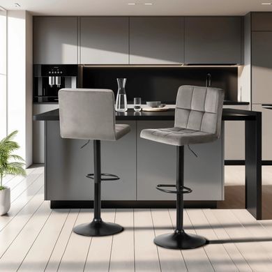Барний стілець MEBEL ELITE NERO Welur Сірий