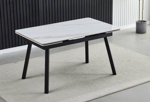 Стіл INTARSIO MADRID CERAMIC 140(200)*85 білий глянець/чорний каркас