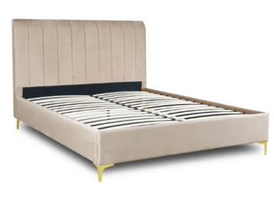 Кровать двуспальная бархатная MEBEL ELITE MARCELO Velvet 160x200 см бежевый