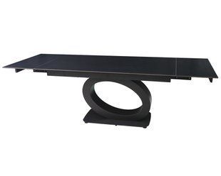 Стол INTARSIO OVIDIO CERAMIC 160(240)*90 черный мат/черный каркас