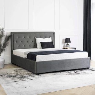 Кровать двуспальная бархатная MEBEL ELITE CROS Velvet140x200 см Темно-серый