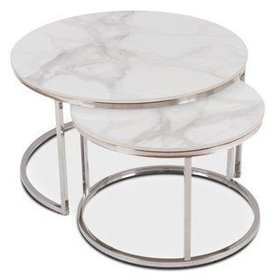 Комплект журнальных столов Mebel Elit AMARA MAX Marmur 80*45.5 см+60*40,5 см Белый