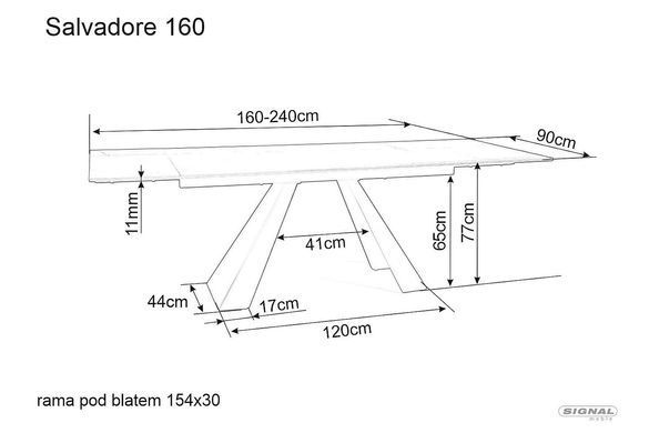 Стіл Salvadore Ceramic 180(260)X90 см Чорний Мат SIGNAL