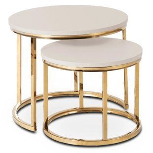 Комплект журнальних столів MEBEL ELITE APULIA 45,5/53 см + 35,5/43 см Кашемір