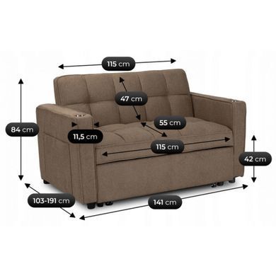 Розкладний диван ASTER Коричневий MEBEL ELITE
