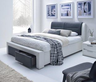 Кровать Cassandra S Белый / Черный 140х200 см HALMAR