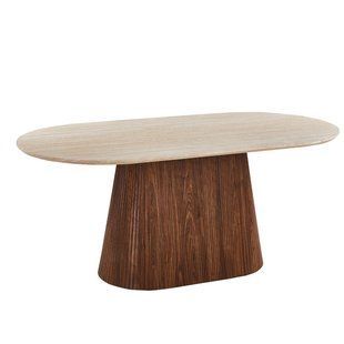 Стол MEBEL ELITE GIANNI 180х90 см Травертин/Орех