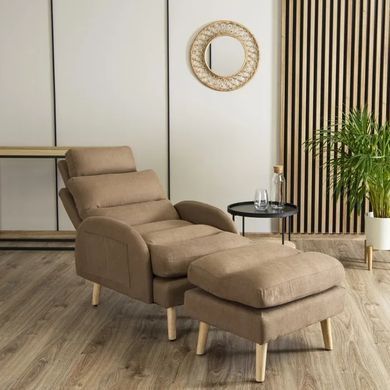 Крісло м'яке з підставкою для ніг MEBEL ELITE HENRY тканина: коричневий