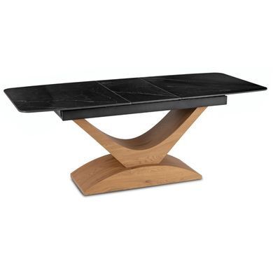 Розкладний обідній стіл MEBEL ELITE ALICANTE Marmur 160(220)*90 см Чорний/Горіх