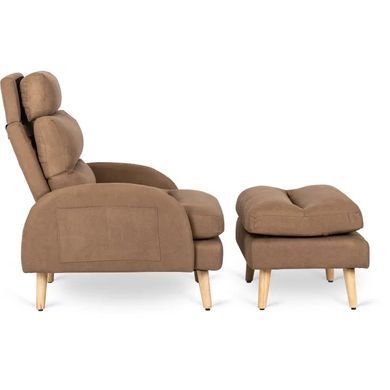 Крісло м'яке з підставкою для ніг MEBEL ELITE HENRY тканина: коричневий