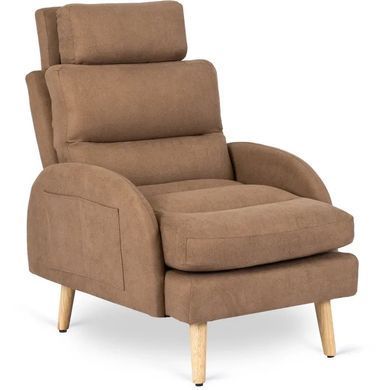 Крісло м'яке з підставкою для ніг MEBEL ELITE HENRY тканина: коричневий