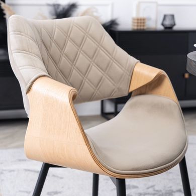 Стілець оксамитовий MEBEL ELITE DAKOTA велюр Бежевий / Золотий дуб