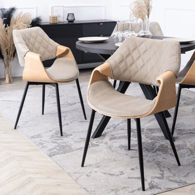 Стілець оксамитовий MEBEL ELITE DAKOTA велюр Бежевий / Золотий дуб