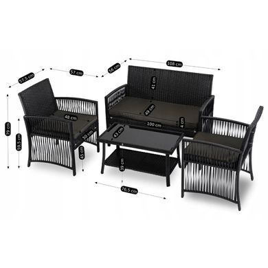 Комплект садовой мебели MEBEL ELITE FILADELFIA Черный