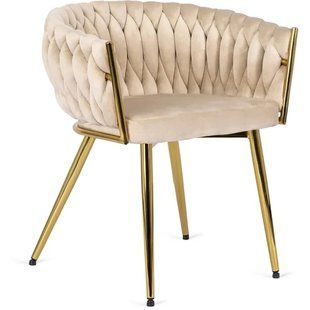 Стул бархатный MEBEL ELITE CAPRI Velvet Кремовый / Золотой