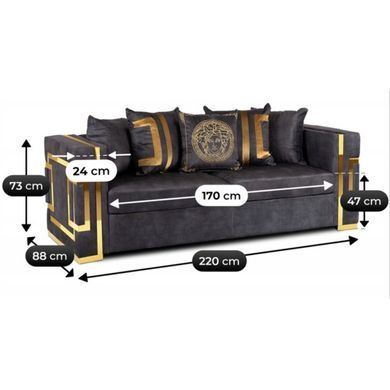 Диван MEBEL ELITE PALLAZO 3S Welur Чорний